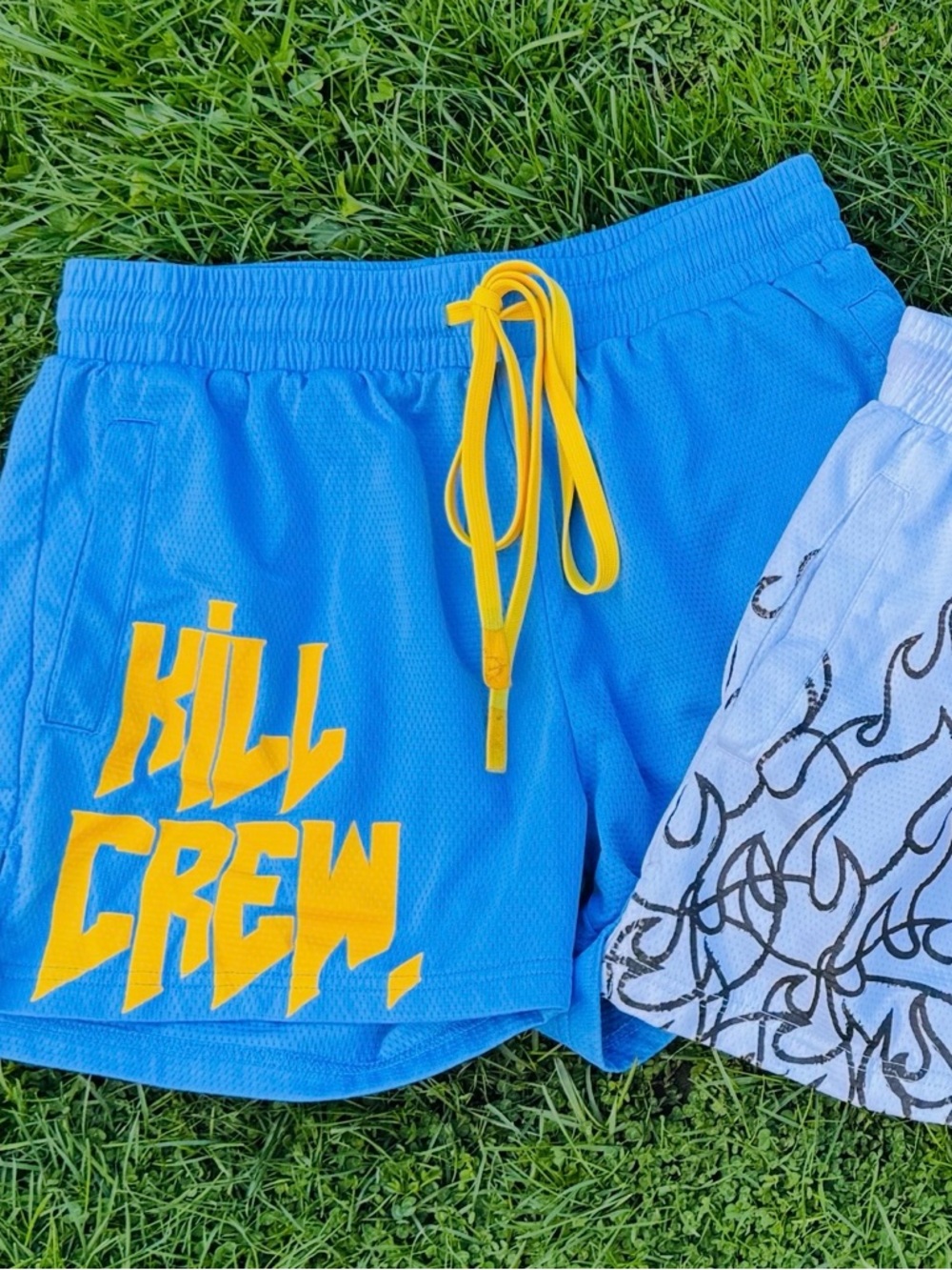Kill Crew Blue Athletic Shorts with Yellow Logo